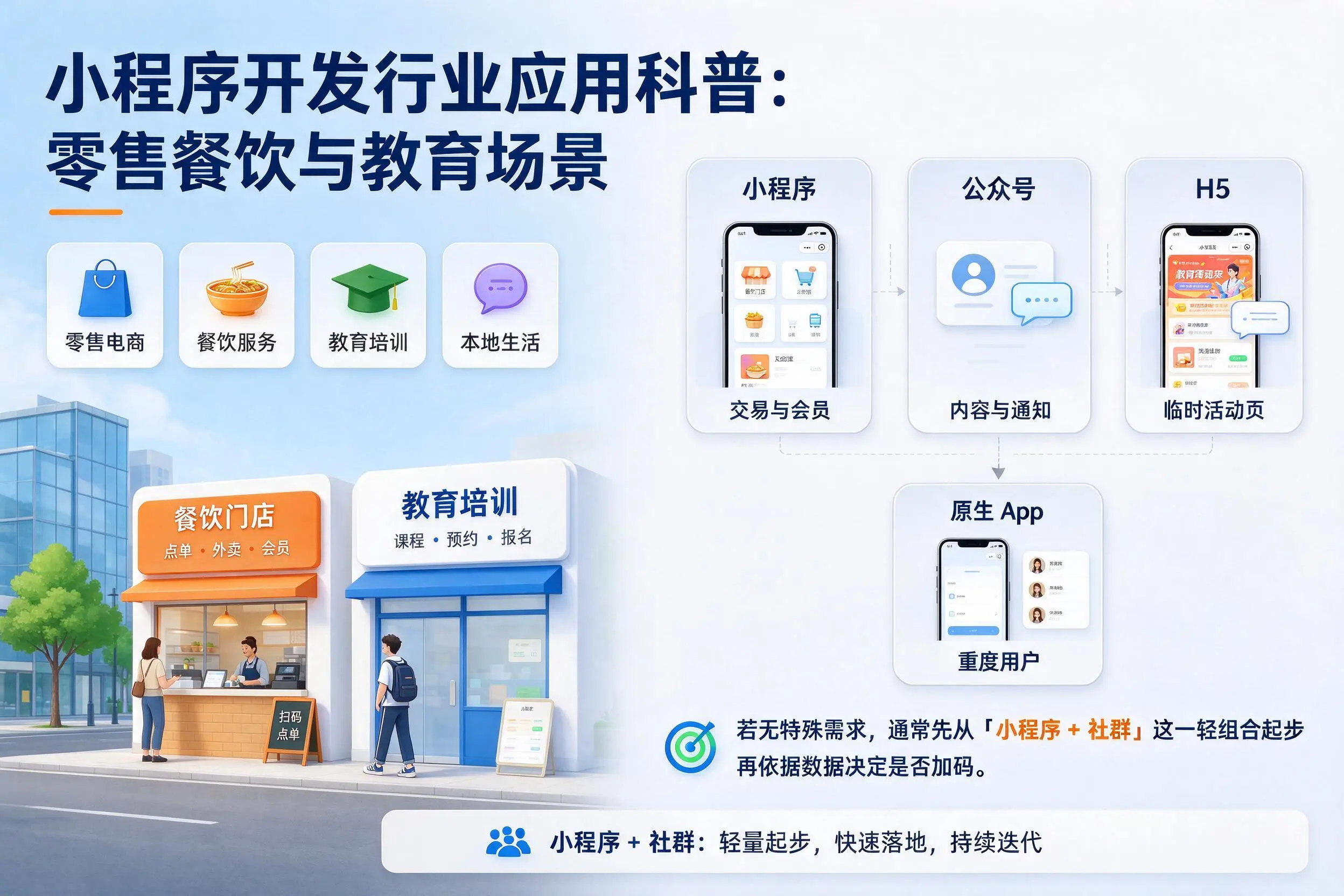 营口小程序开发行业应用科普:零售餐饮与教育场景